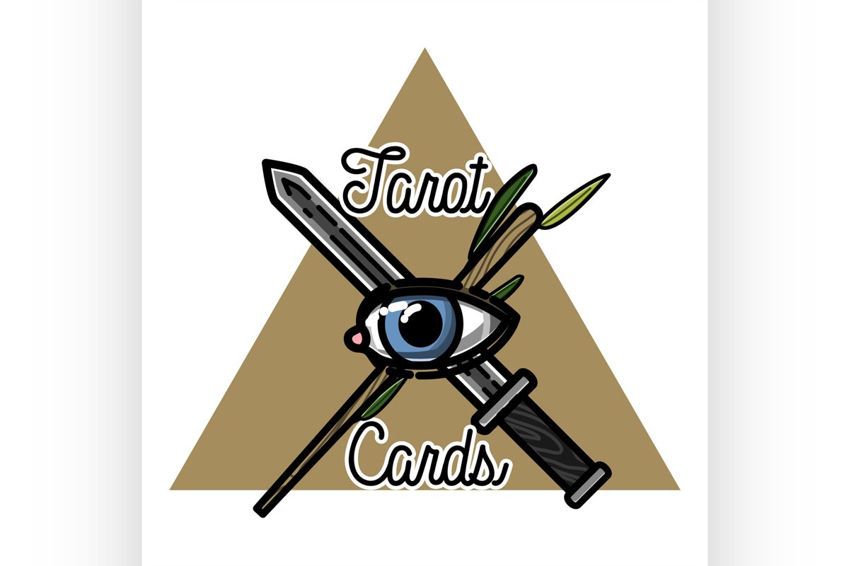 Color vintage tarot cards emblem example image 1
