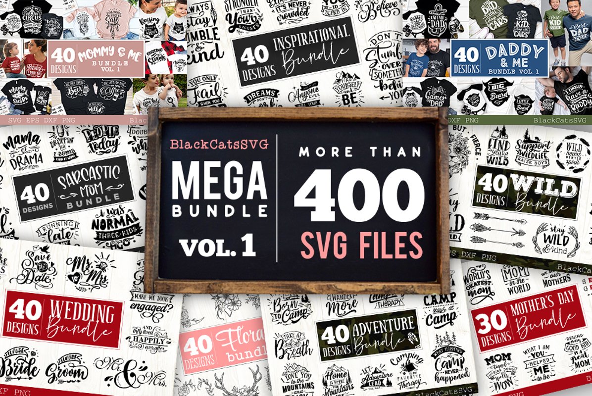Mega Bundle 400 SVG designs vol 1 example image 1