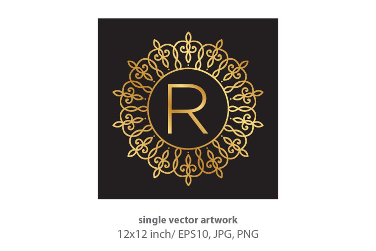 Letter r, inside luxury frame example image 1