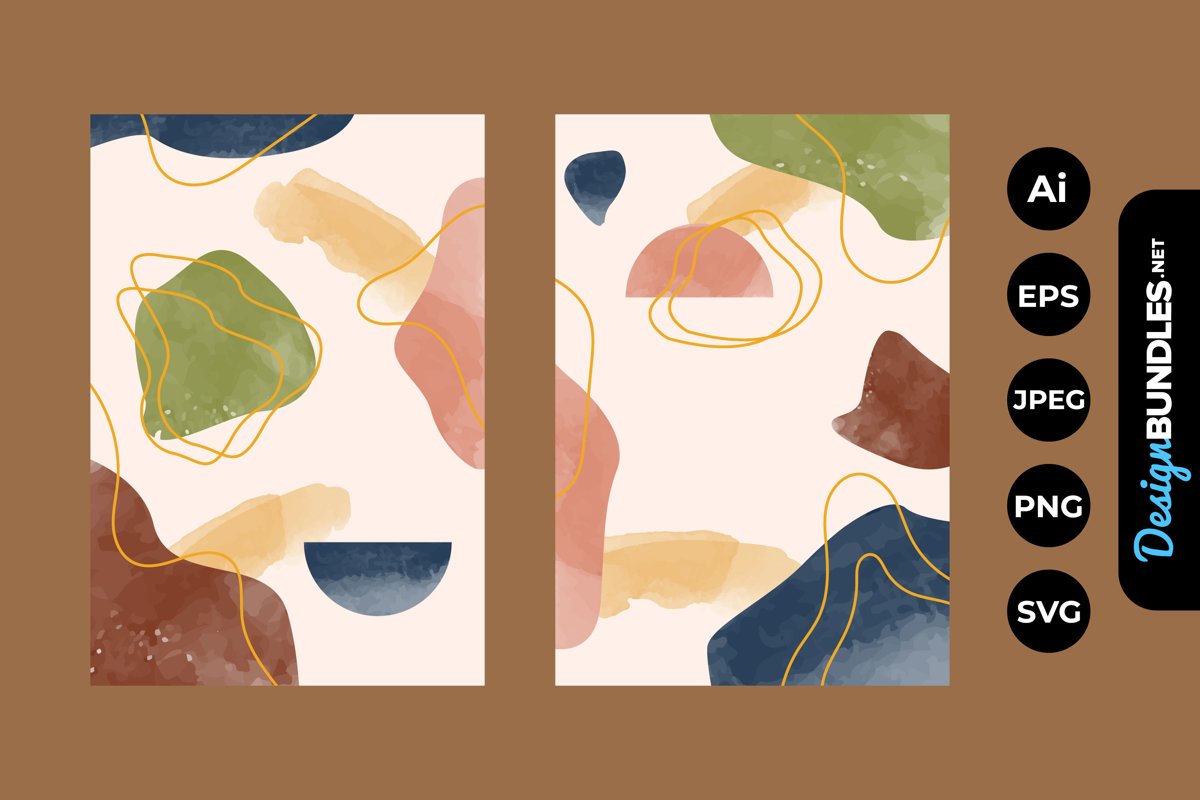 Abstract Watercolor Shapes Covers example image 1