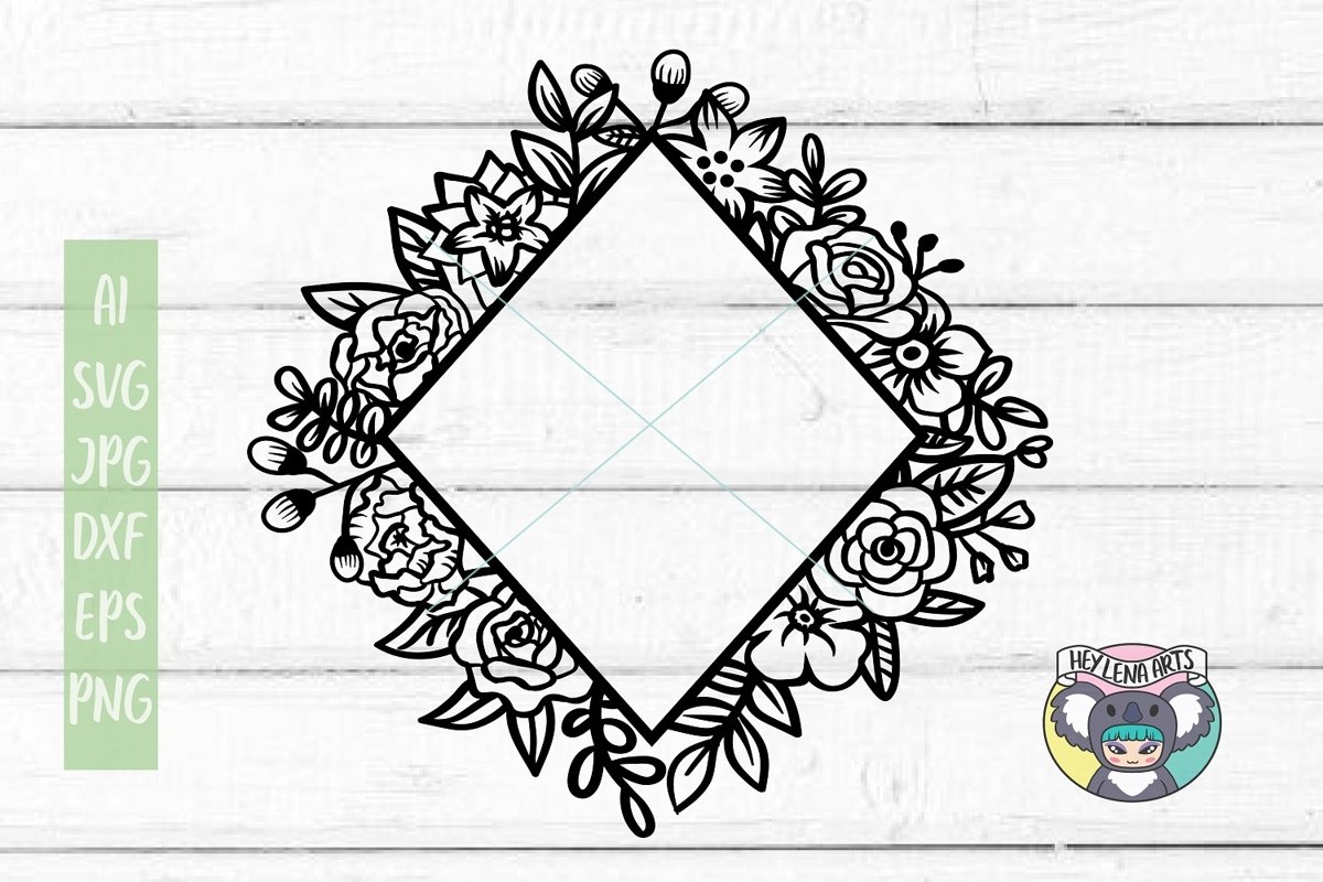 Floral Frame svg, Wreath svg, Files for Cricut, Cut File example image 1