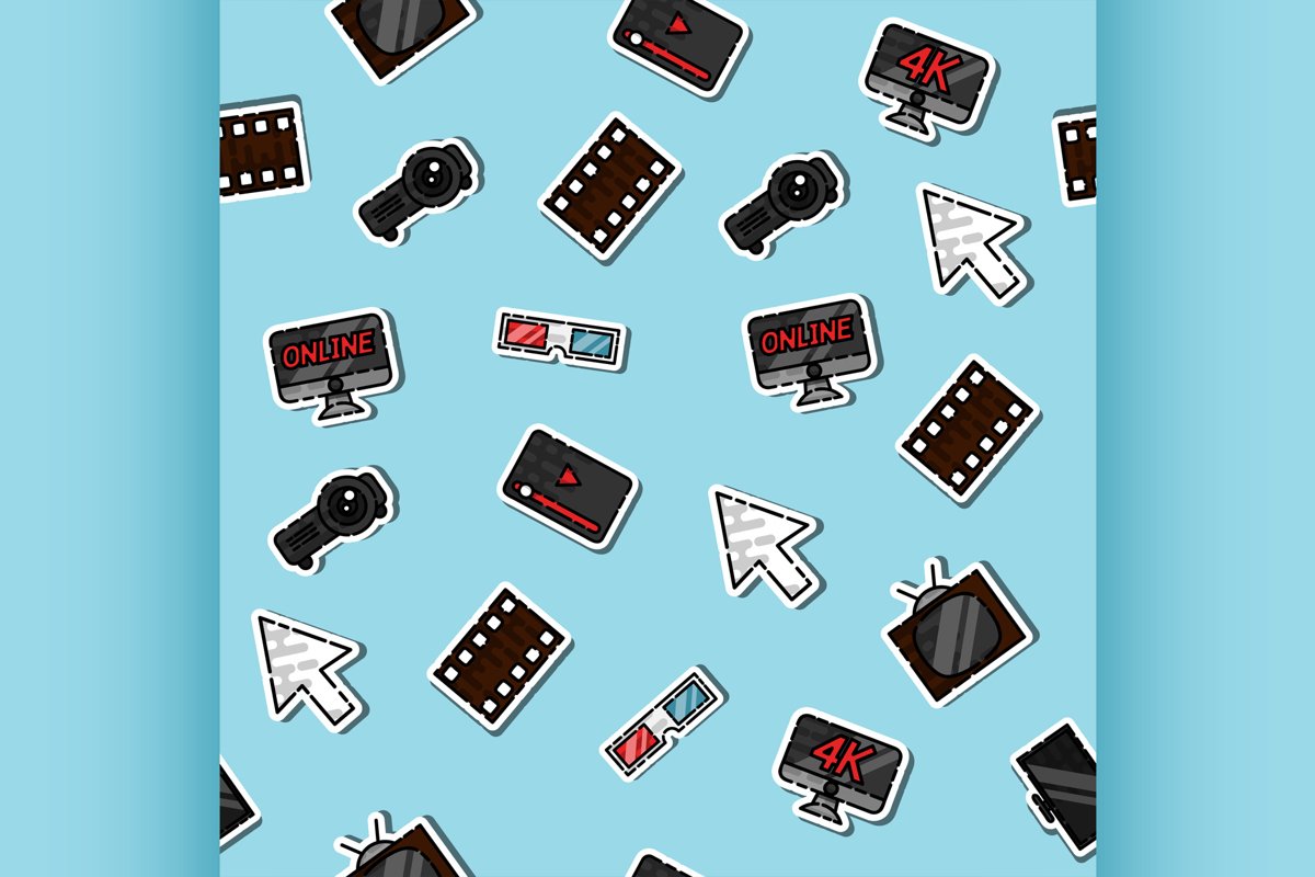Hand drawn online cinema pattern example image 1