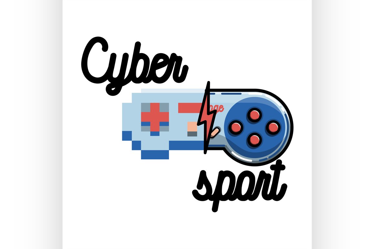 Color vintage cyber sport banner example image 1