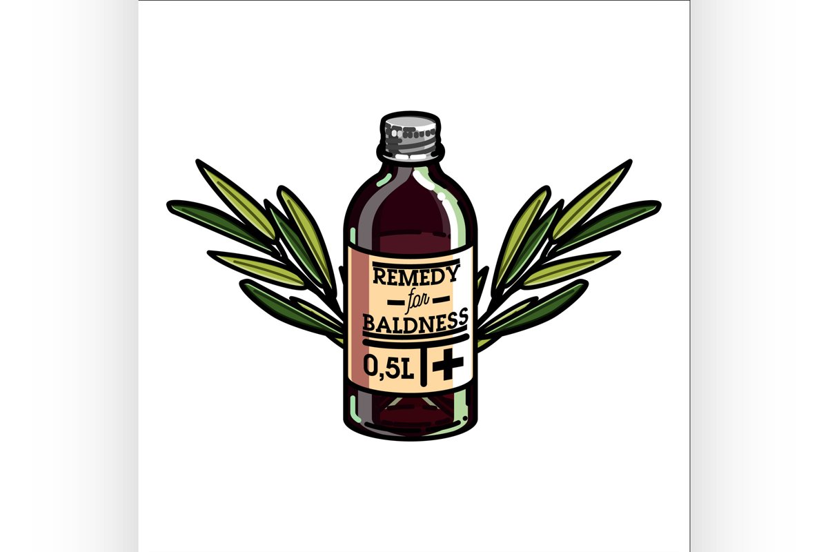 Color vintage remedy for baldness emblem example image 1