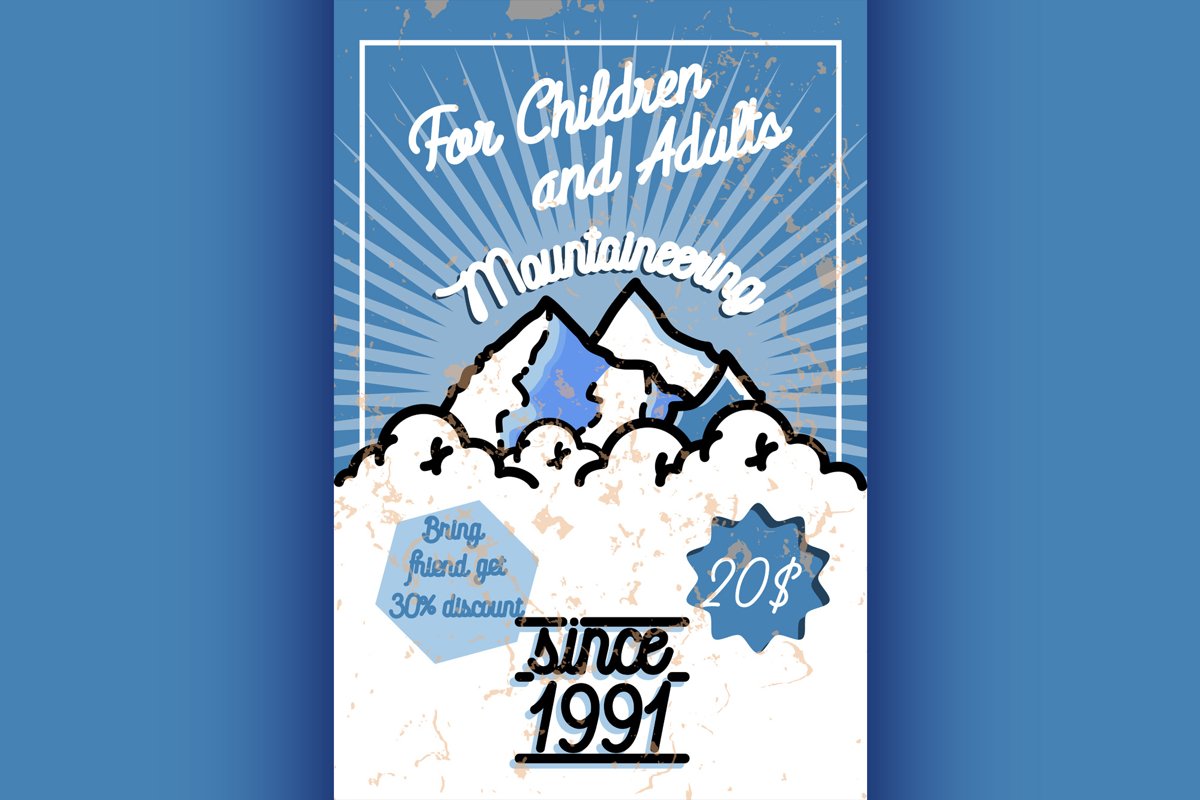 Color vintage mountaineering poster example image 1