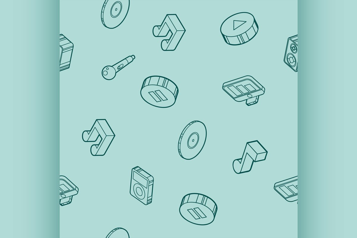 Music color outline isometric pattern example image 1