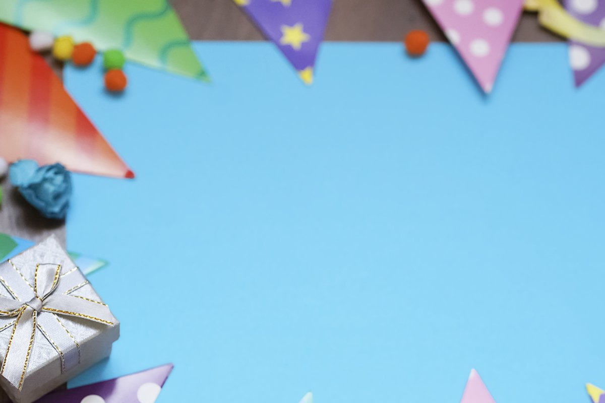 Defocused colorful party frame with birthday objets example image 1