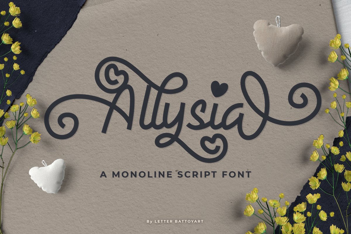 Allysia - a monoline script font example image 1