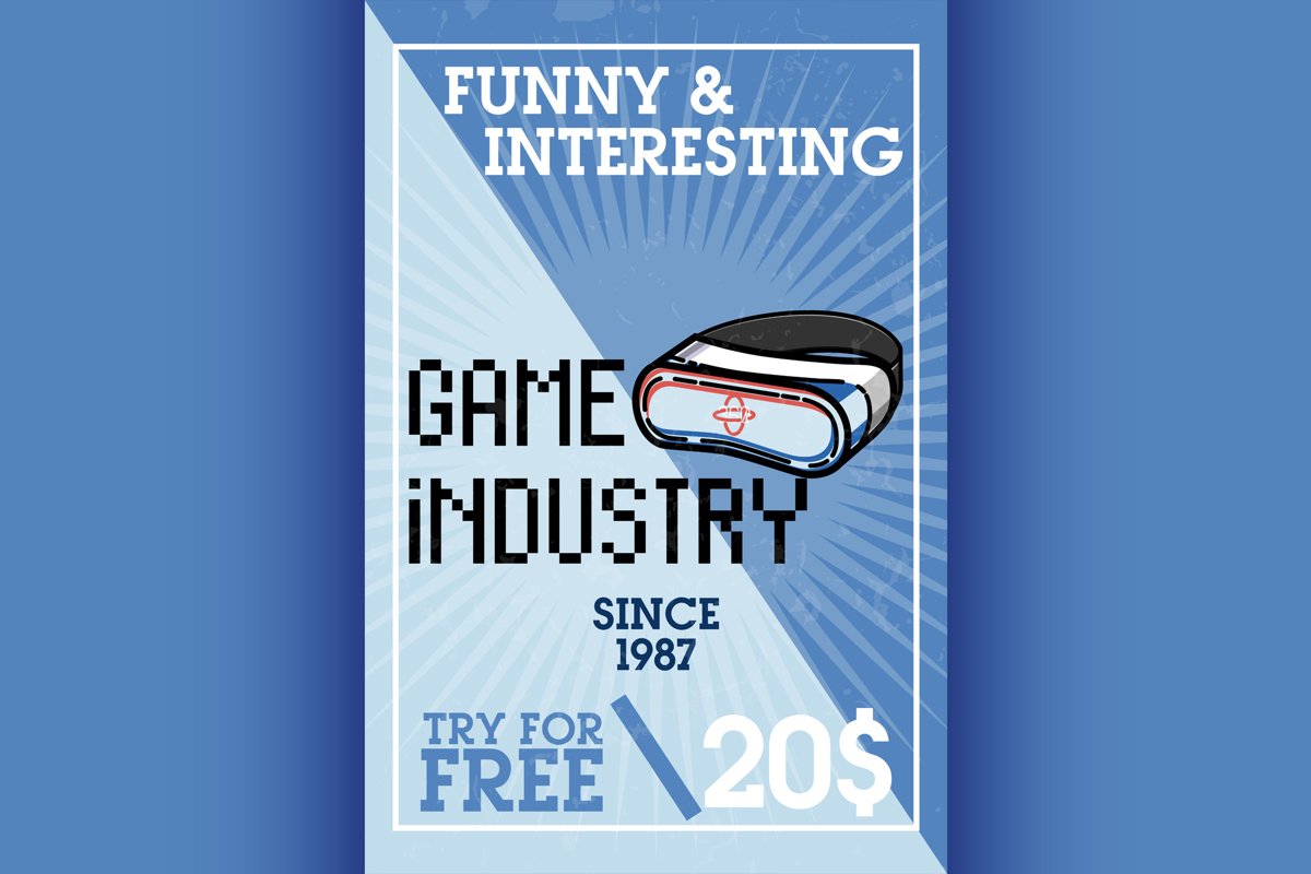 Color vintage game industry banner example image 1
