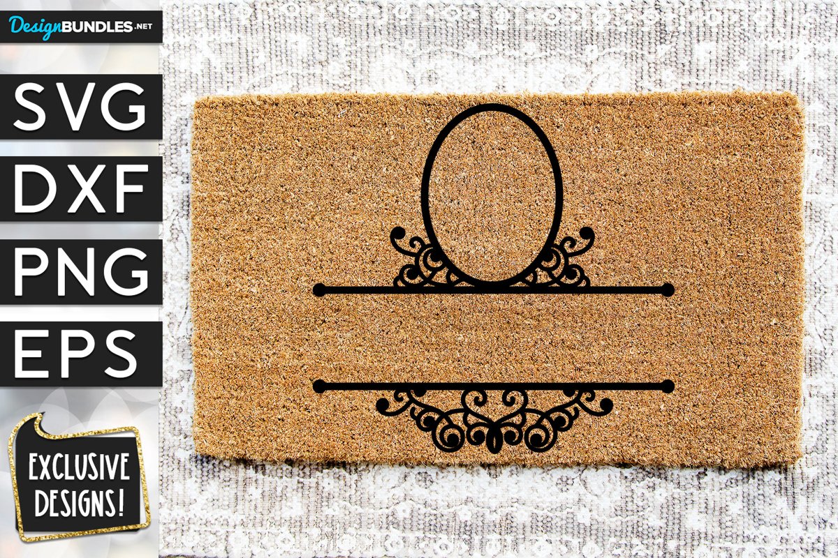 Ornate Welcome Mat Monogram Frame SVG DXF PNG EPS example image 1
