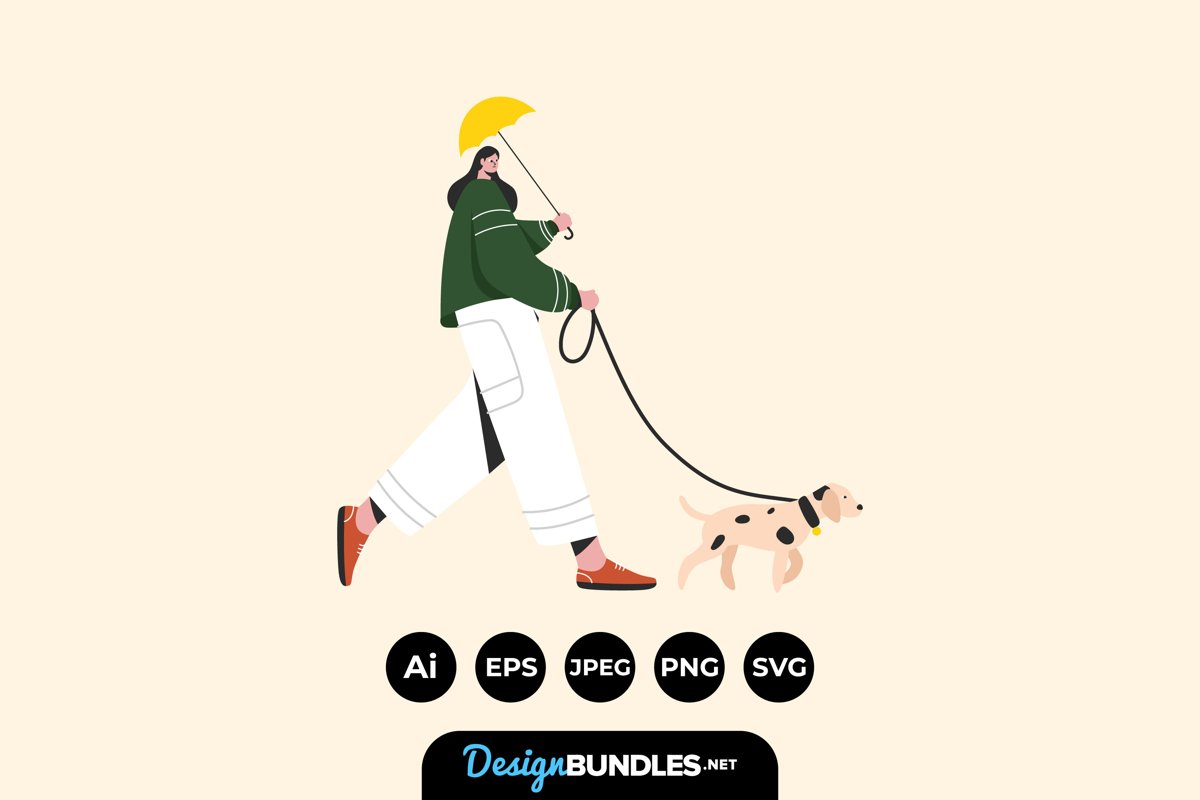 Walking The Dog Illustrations example image 1