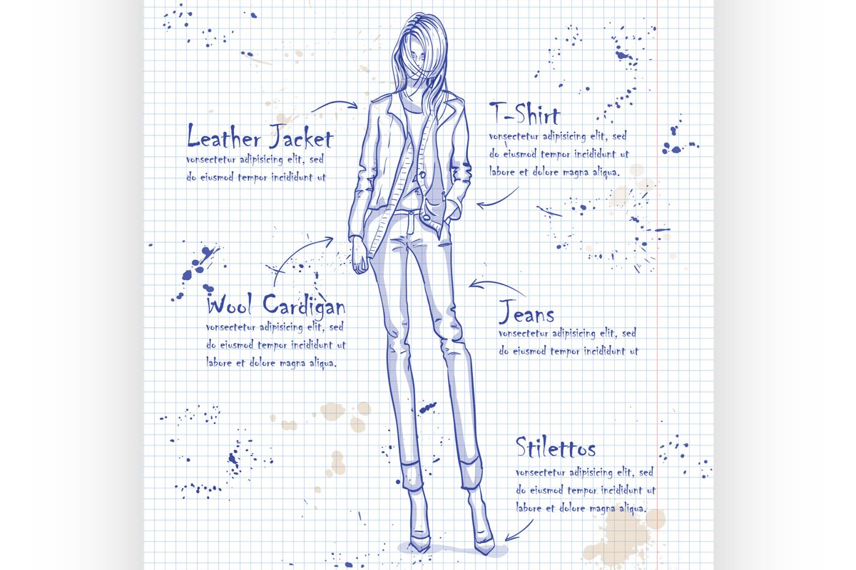 Trendy look on a notebook page example image 1
