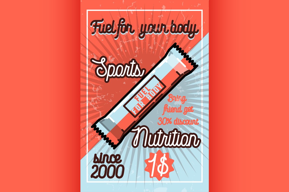Vintage sports nutrition poster example image 1