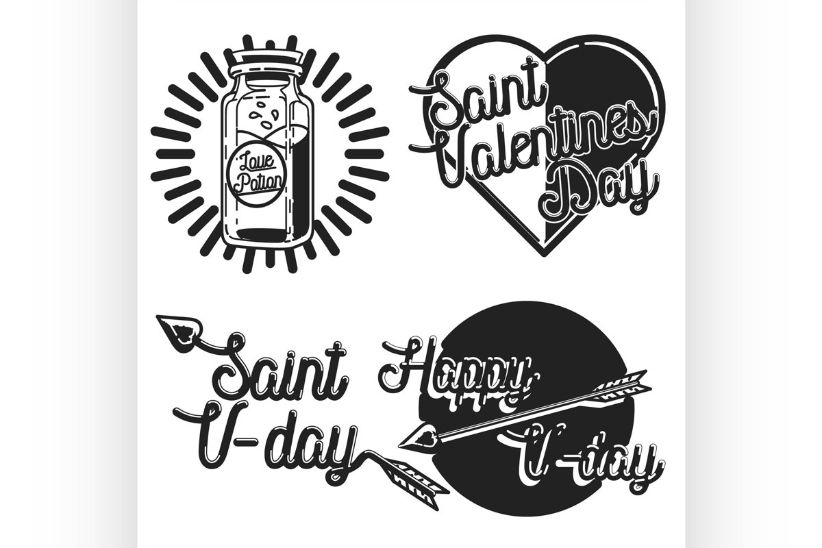 Vintage Valentines day emblems example image 1