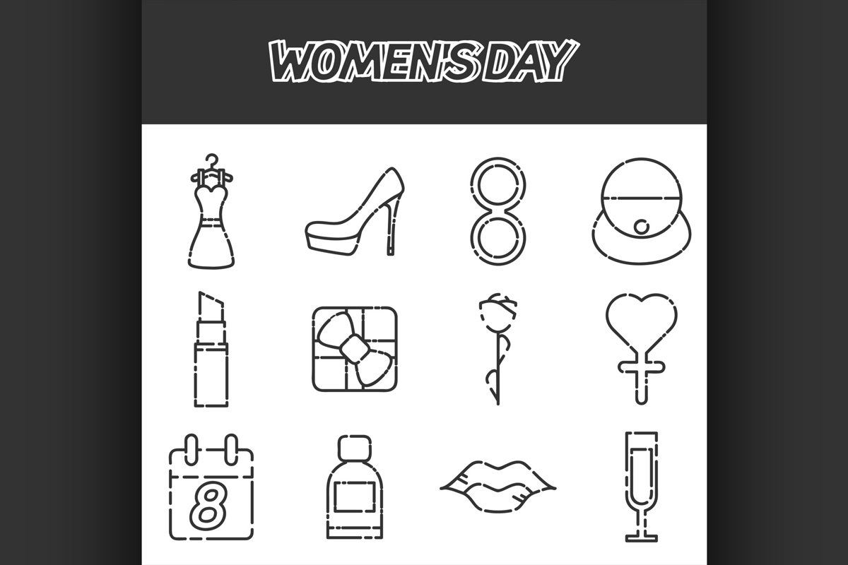 Womens day icons set example image 1