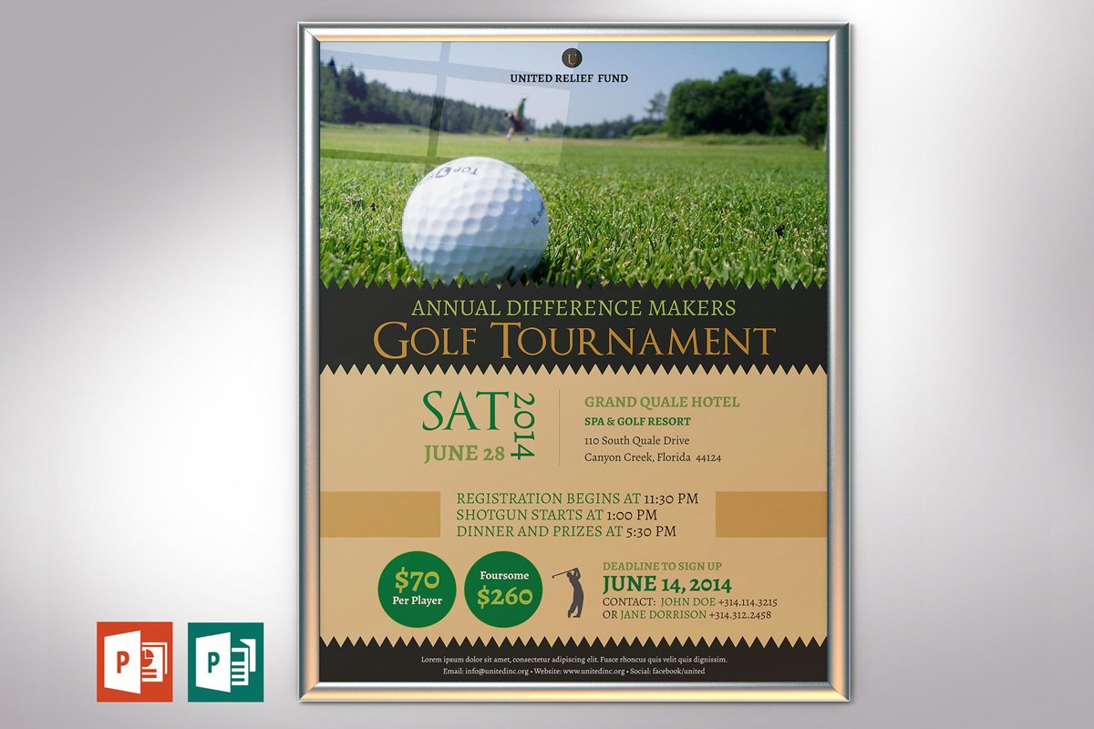 Charity Golf Tournament Poster PowerPoint Publisher Template example image 1
