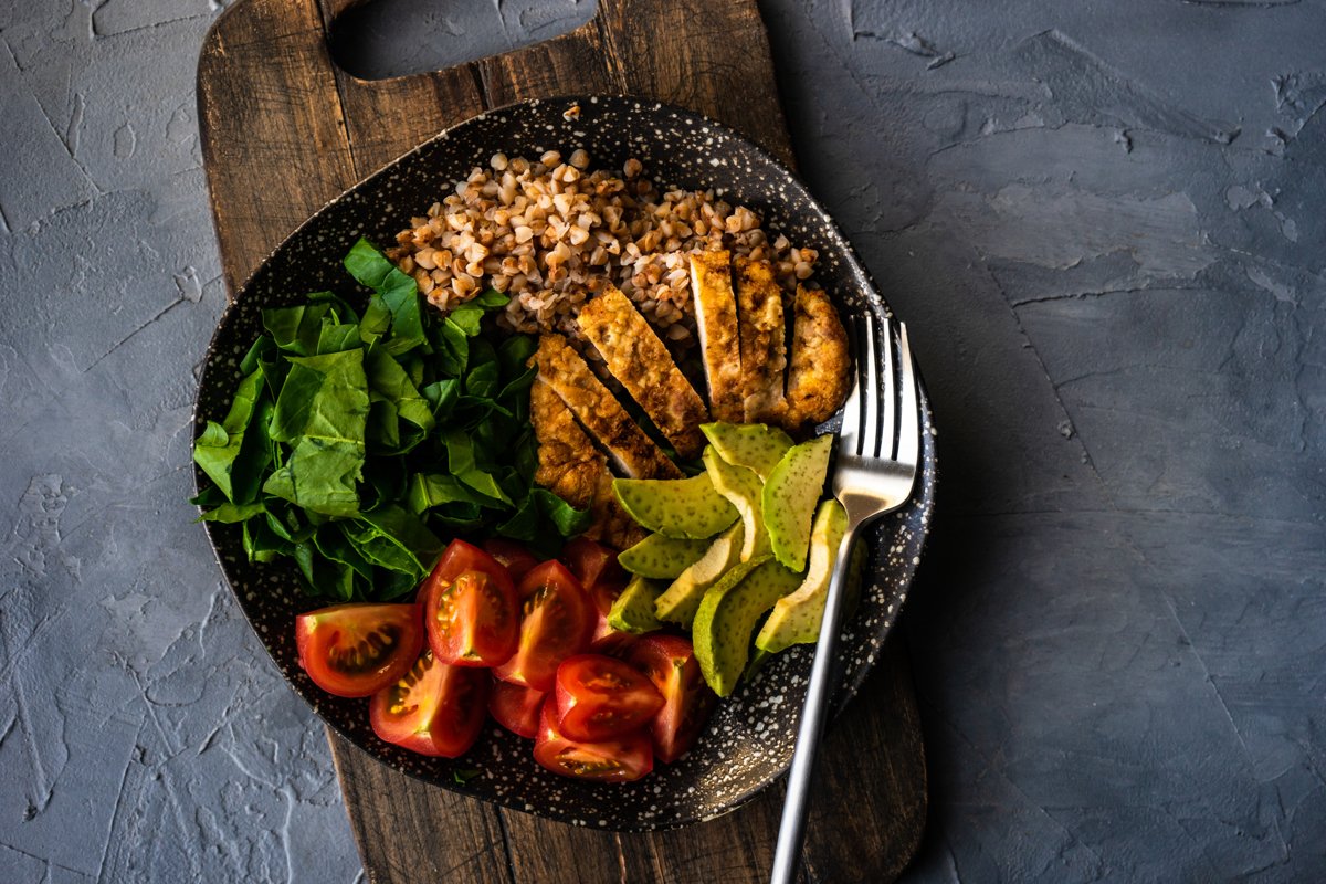 Healthy breakfast concept with bowl full of buckwheat example image 1