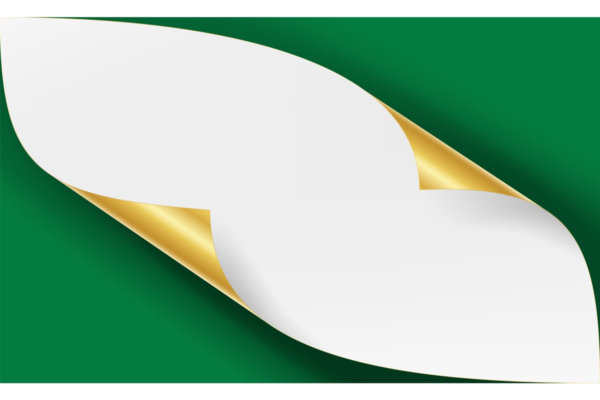 Curled Golden Metalic Corner Vector. White Paper with Shadow example image 1