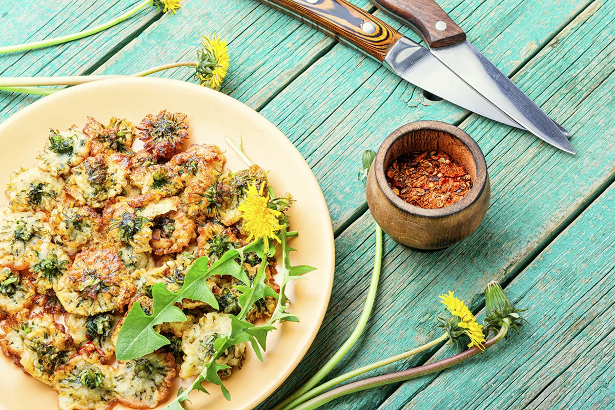 Fried dandelion flowers example image 1