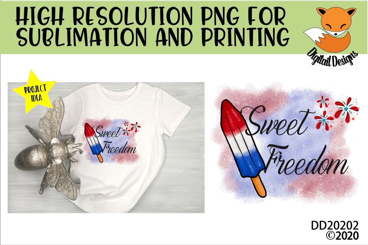 Patriotic Sweet Freedom Popsicle Sublimation example image 1