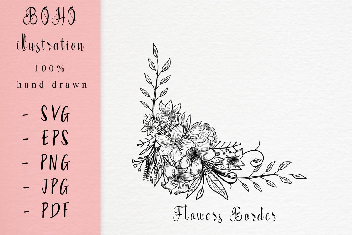 Boho illustration /flower frame example image 1