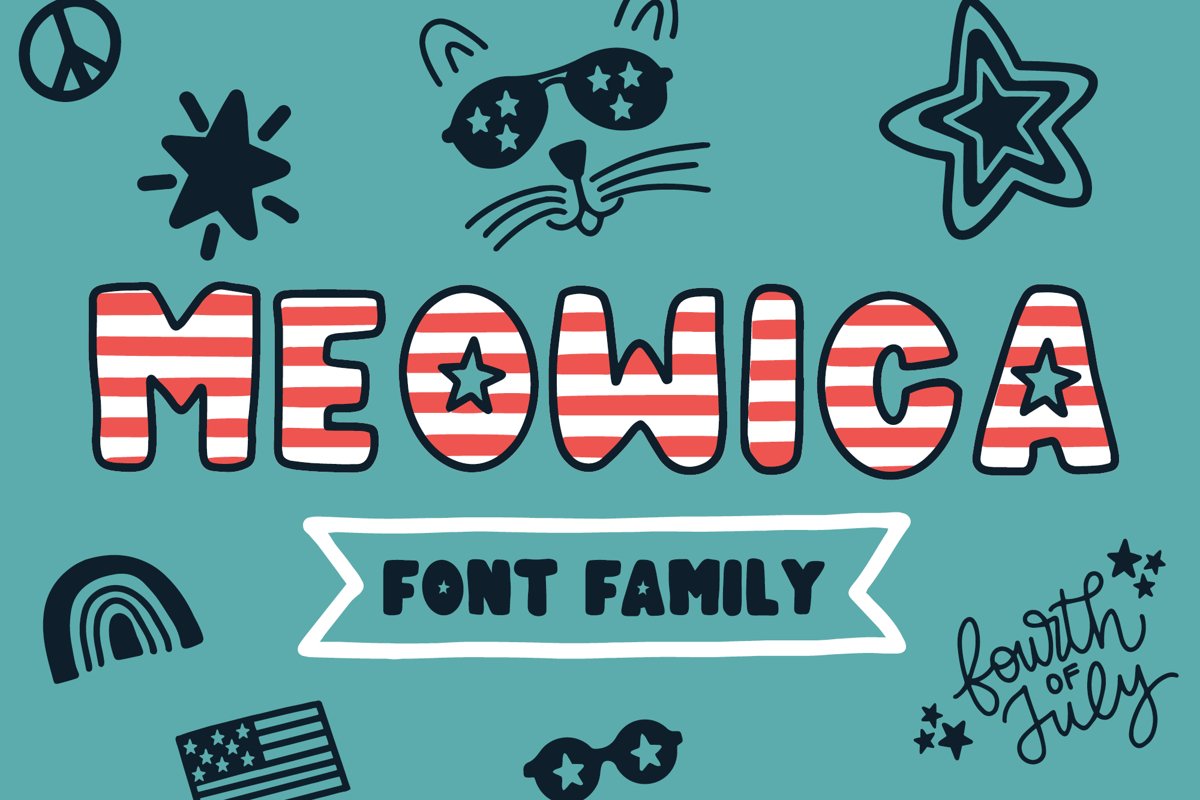 Meowica | A 4th of July Font Family example image 1