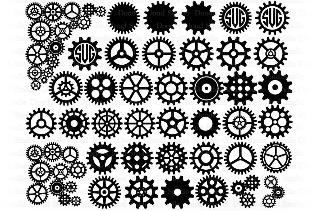 Cogs and Gears SVG, Gears Bundle SVG Cut Files, Steampunk. example image 1