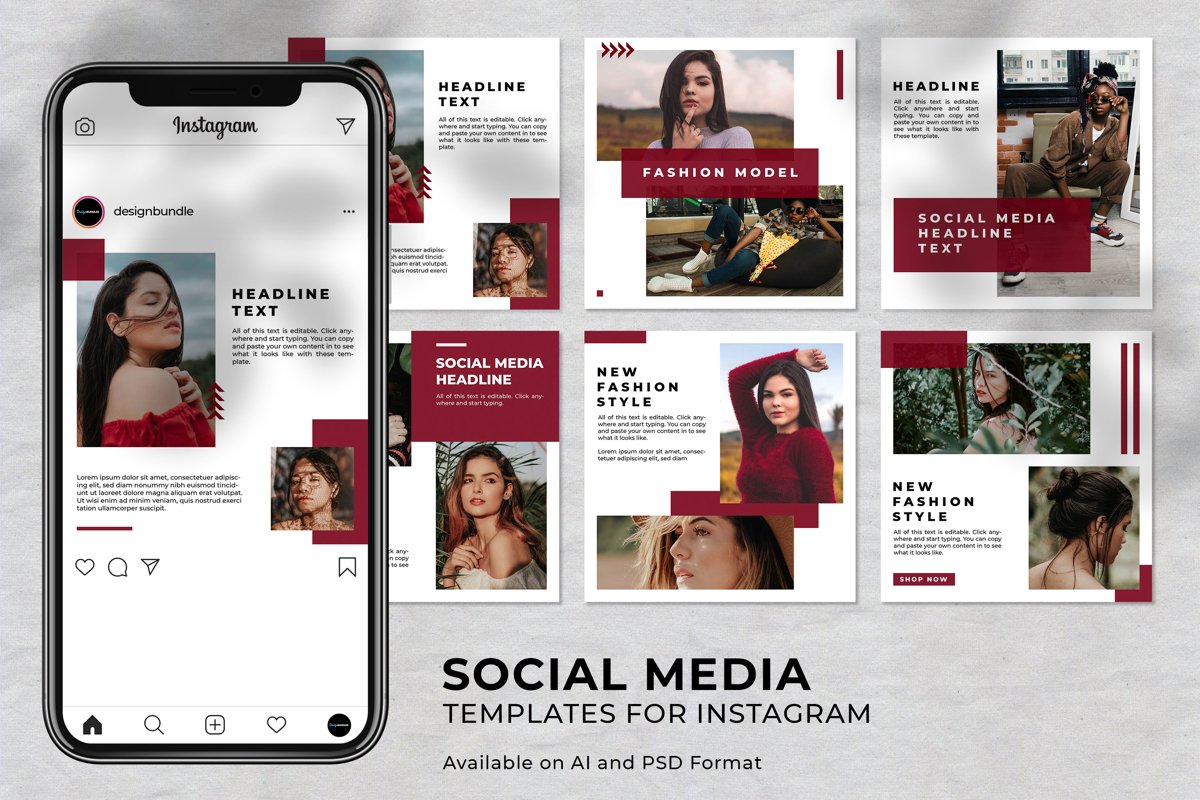 Girl Fashion Instagram Social Media Template example image 1