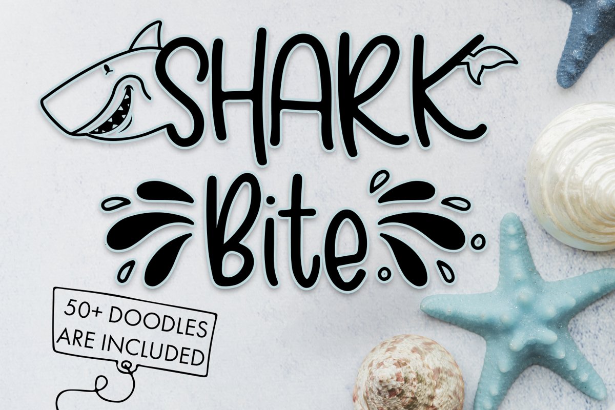 Shark Bite - A Shark font plus nautical doodles example image 1