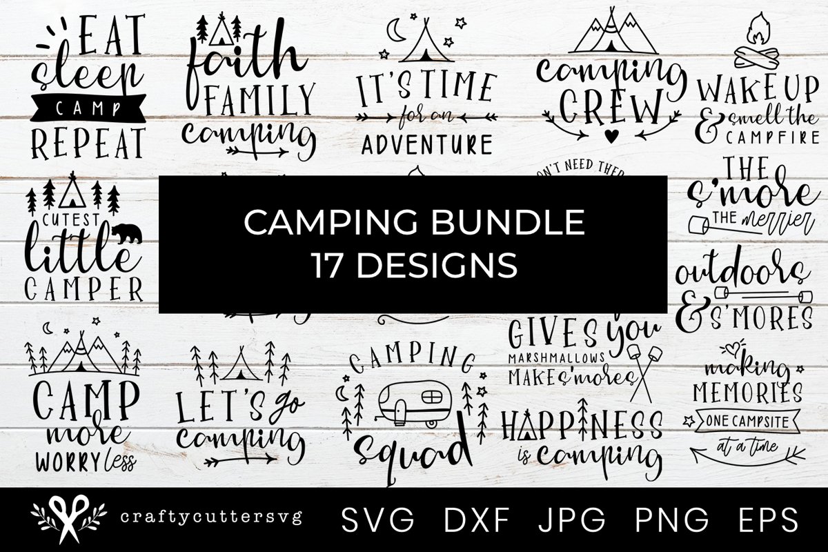 Camping Bundle 17 Designs Campfire Camper Camp Tent Clipart example image 1