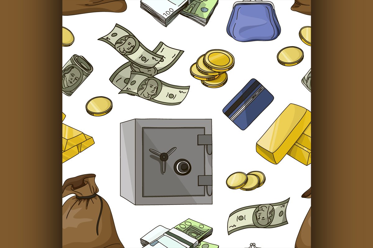 Hand drawn finance symbols pattern example image 1