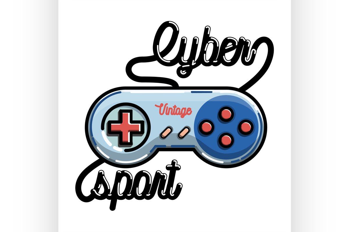 Color vintage cyber sport banner example image 1