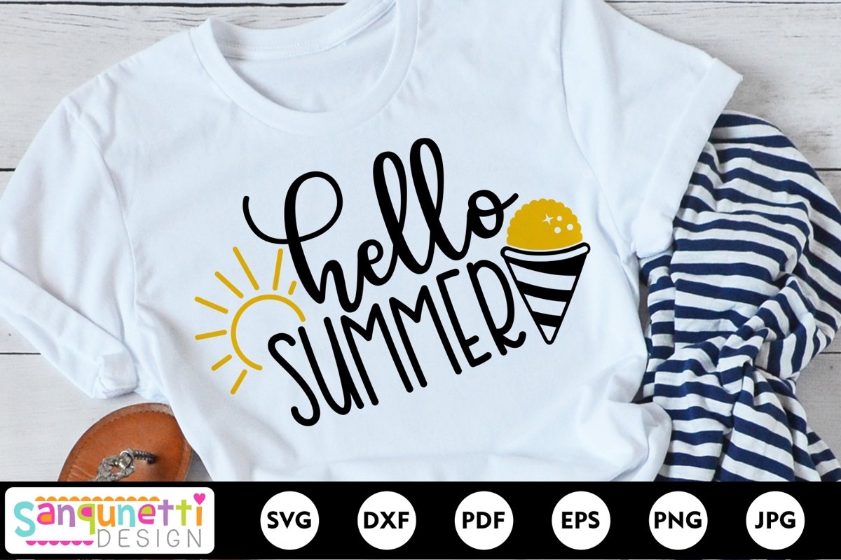 Hello Summer SVG, snow cone svg, summertime svg example image 1