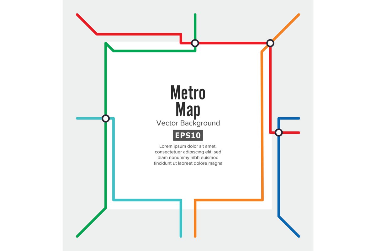 Metro Map Vector. Rapid Transit Illustration. Colorful example image 1