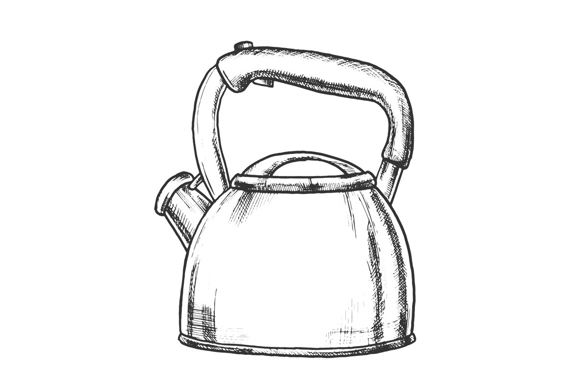 Teapot For Cook Hot Drink Kitchenware Ink Vector example image 1