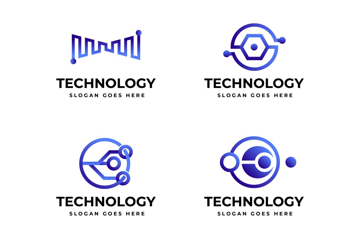 Gradient Technology Logo Template Collection example image 1