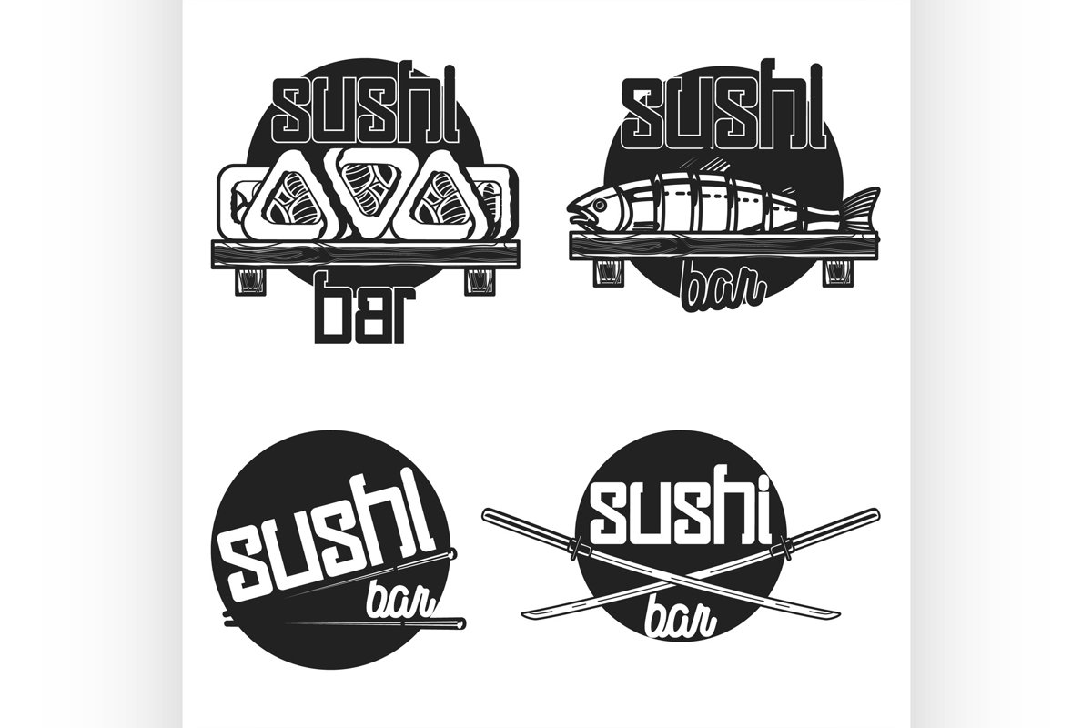 Vintage sushi bar emblems example image 1
