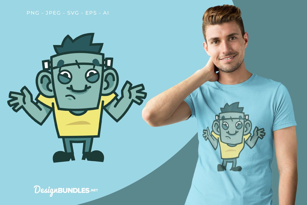 Confused Frankenstein Vector Illustration For T-Shirt Design example image 1
