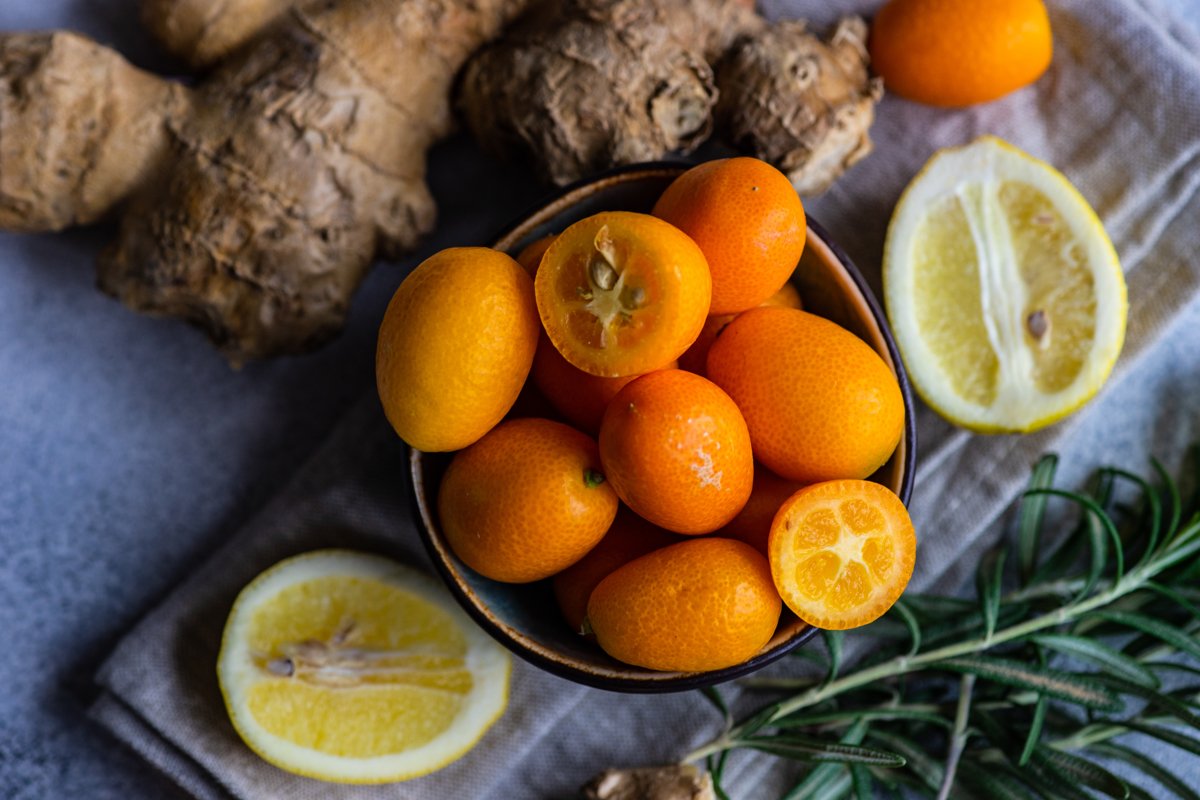 Organic food concept with organic kumquat fruits example image 1