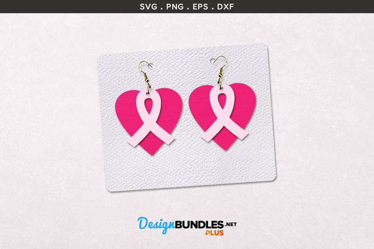 Awareness Ribbon with Heart | Earrings Template example image 1