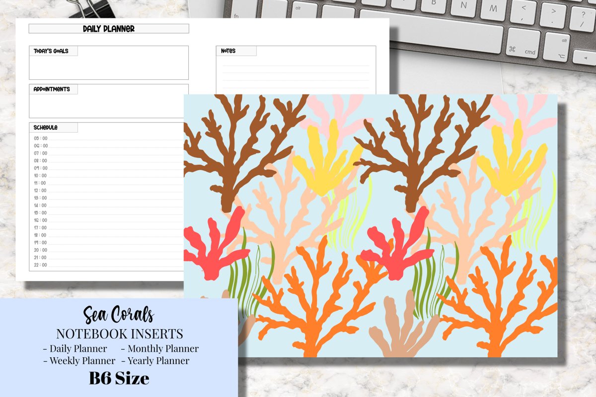 Sea Corals B6 Size Notebook Inserts Planner example image 1