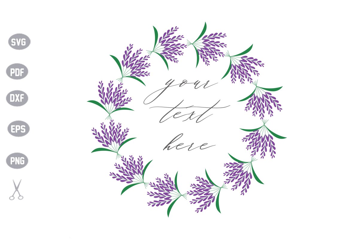 Lavender Flower Frame Monogram SVG example image 1