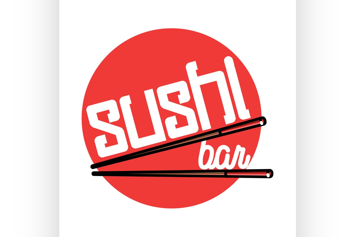 Color vintage sushi bar emblem example image 1