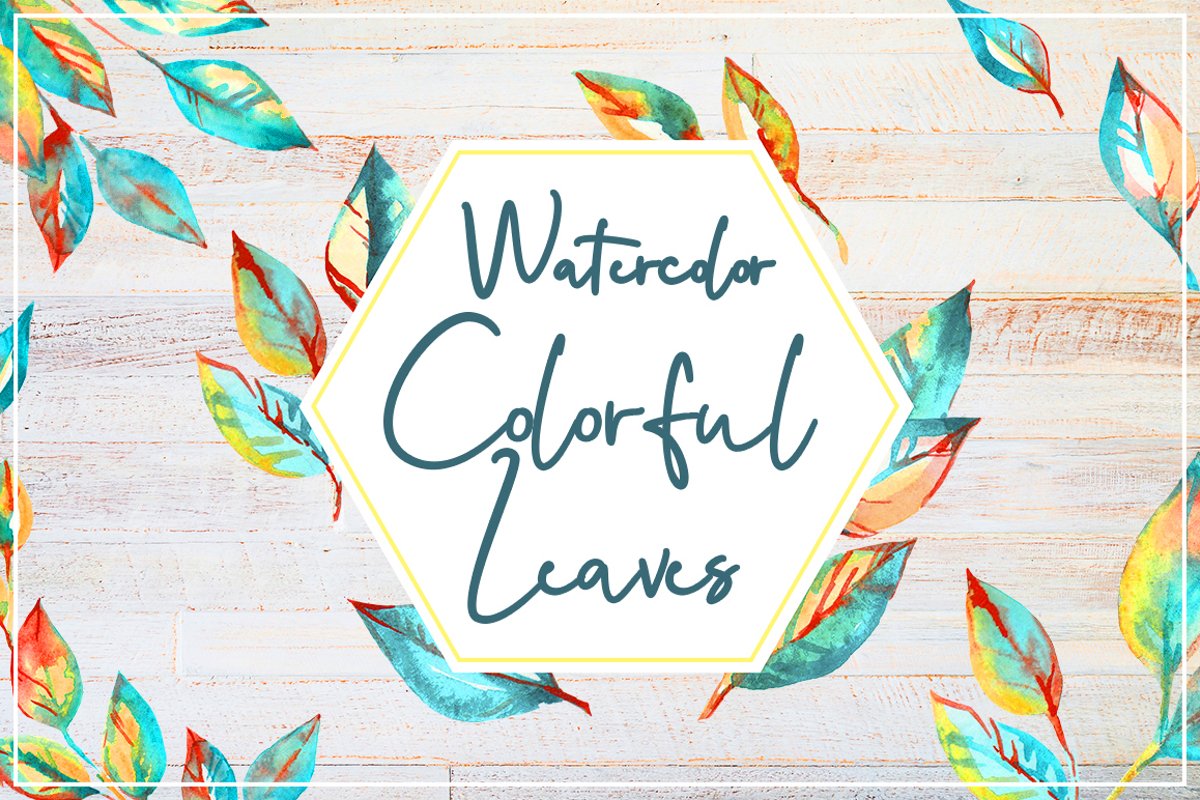 Watercolor colorful leaves example image 1