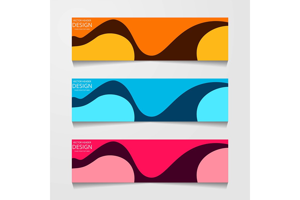 Abstract design banner, web template with three different co example image 1