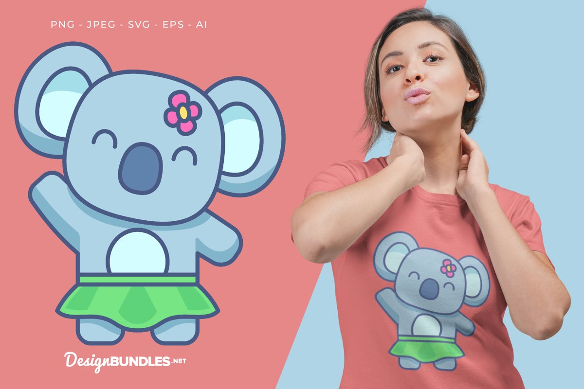 Pretty Baby Koala Vector Illustration For T-Shirt Design example image 1