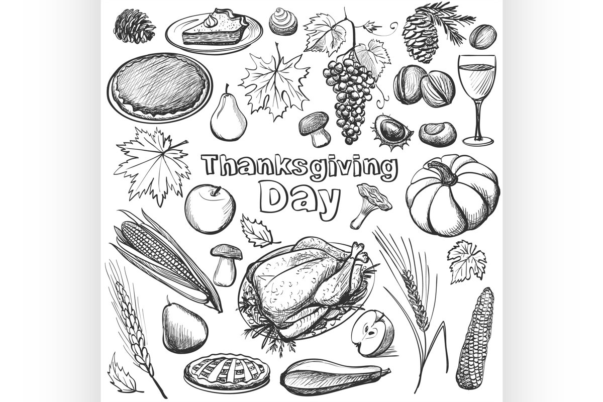 Hand drawn vector illustration - Thanksgiving day. example image 1