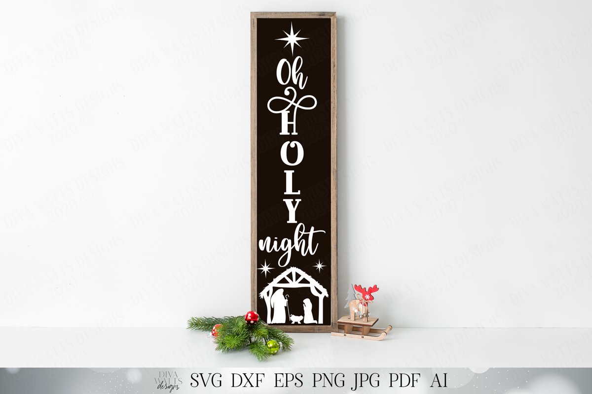 Vertical Oh Holy Night | Christmas Nativity | Star | Sign example image 1