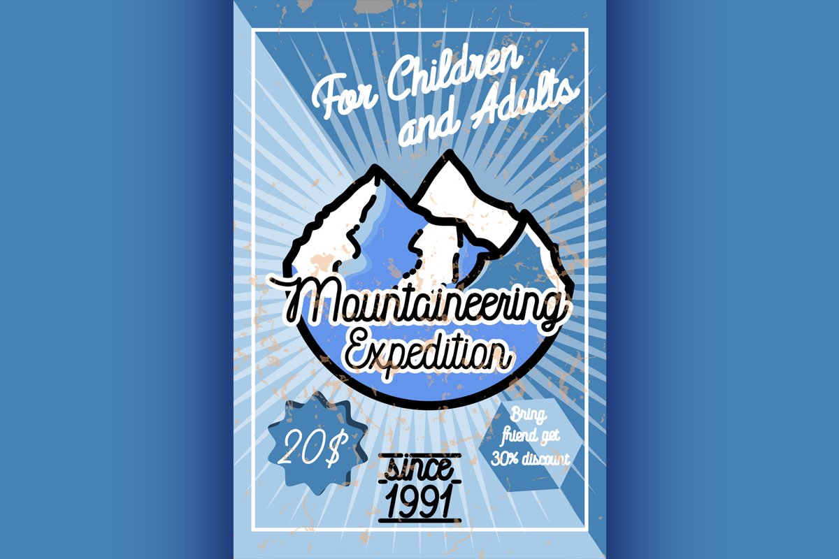 Color vintage mountaineering poster example image 1