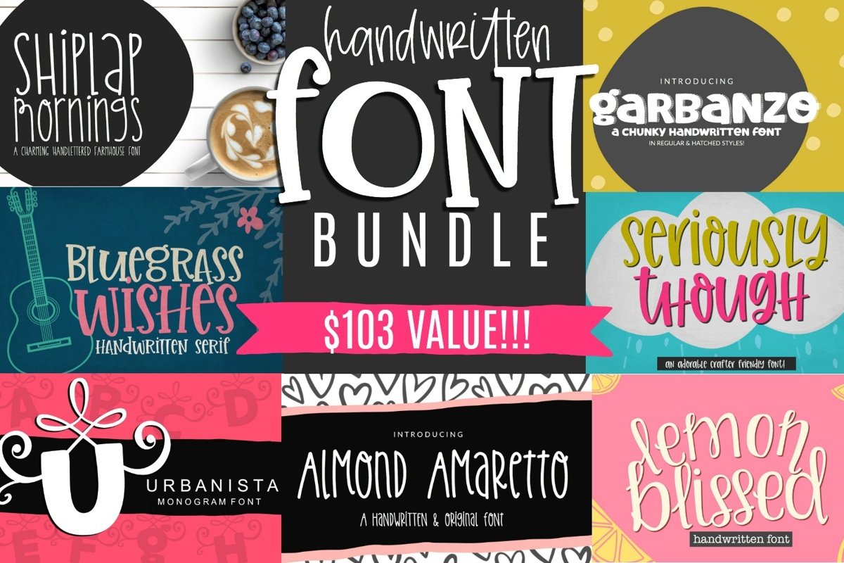 Crafter Handwritten Font Bundle- 7 Smooth Cuttable Fonts example image 1
